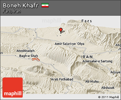 Shaded Relief Panoramic Map of Boneh Khafr