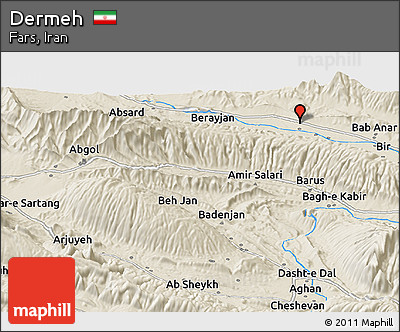 Shaded Relief Panoramic Map of Dermeh