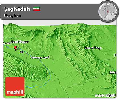 Political 3D Map of Şaghādeh