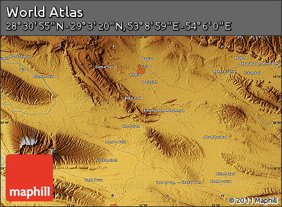 Physical Map of the Area around 28° 47' 8" N, 53° 37' 30" E