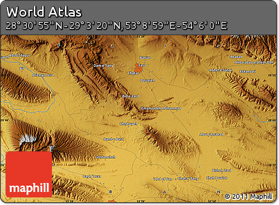 Physical Map of the Area around 28° 47' 8" N, 53° 37' 30" E
