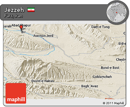 Shaded Relief Panoramic Map of Jezzeh