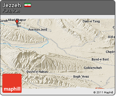 Shaded Relief Panoramic Map of Jezzeh