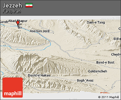 Shaded Relief Panoramic Map of Jezzeh