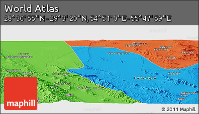 Political Panoramic Map of the Area around 28° 47' 8" N, 55° 19' 30" E