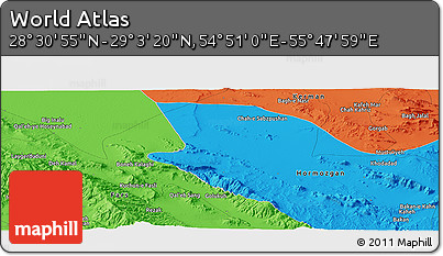 Political Panoramic Map of the Area around 28° 47' 8" N, 55° 19' 30" E
