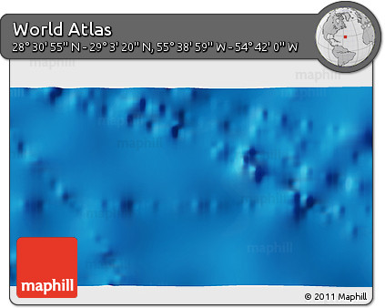 Shaded Relief 3D Map of the Area around 28° 47' 8" N, 55° 10' 29" W
