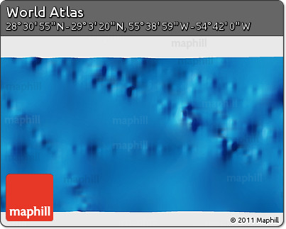 Shaded Relief 3D Map of the Area around 28° 47' 8" N, 55° 10' 29" W