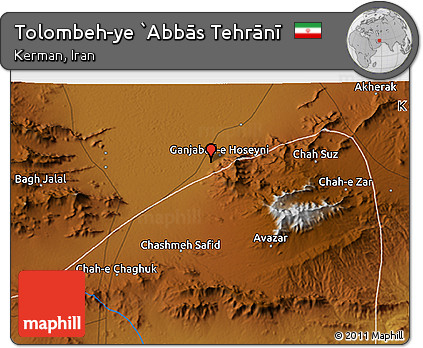 Physical 3D Map of Tolombeh-ye `Abbās Tehrānī