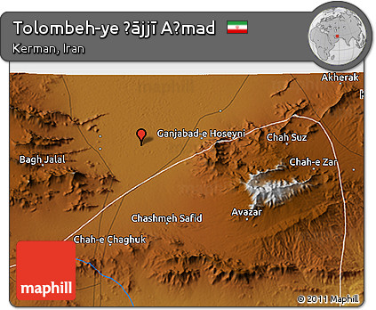 Physical 3D Map of Tolombeh-ye Ḩājjī Aḩmad