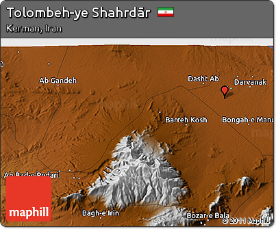 Physical 3D Map of Tolombeh-ye Shahrdār