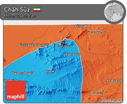 Political 3D Map of Chāh Sūz
