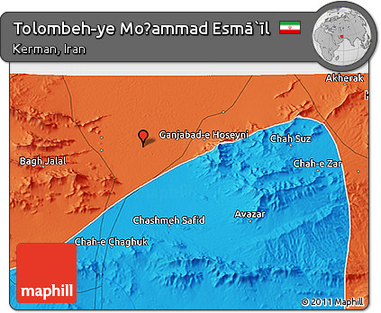 Political 3D Map of Tolombeh-ye Moḩammad Esmā`īl