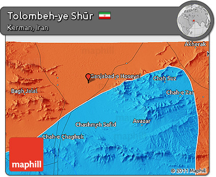 Political 3D Map of Tolombeh-ye Shūr