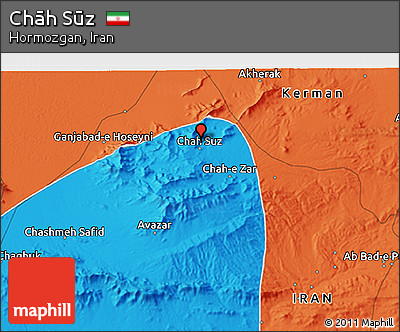 Political 3D Map of Chāh Sūz