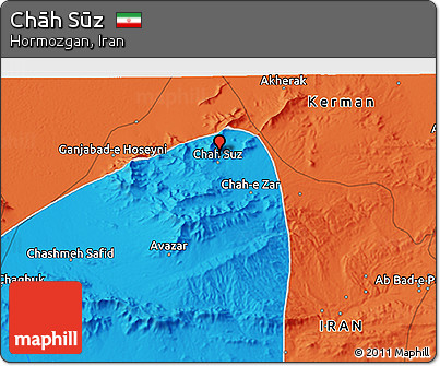 Political 3D Map of Chāh Sūz