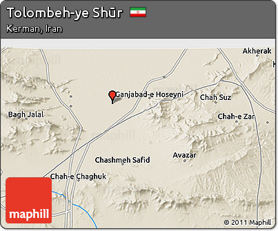 Shaded Relief 3D Map of Tolombeh-ye Shūr