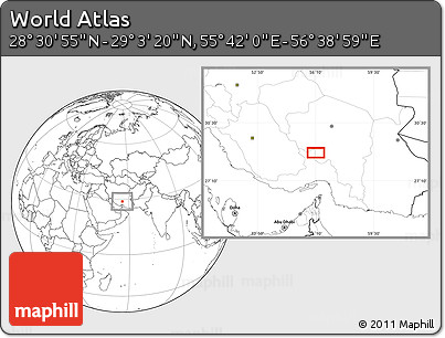 Blank Location Map of the Area around 28° 47' 8" N, 56° 10' 29" E