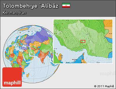 Political Location Map of Tolombeh-ye `Alībāz