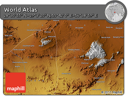 Physical Map of the Area around 28° 47' 8" N, 56° 10' 29" E