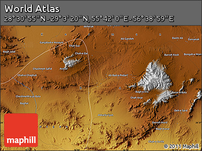 Physical Map of the Area around 28° 47' 8" N, 56° 10' 29" E