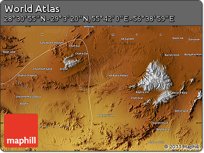 Physical Map of the Area around 28° 47' 8" N, 56° 10' 29" E