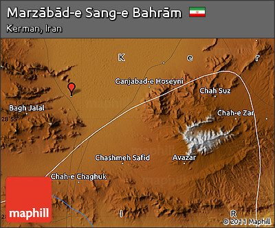 Physical Map of Marzābād-e Sang-e Bahrām