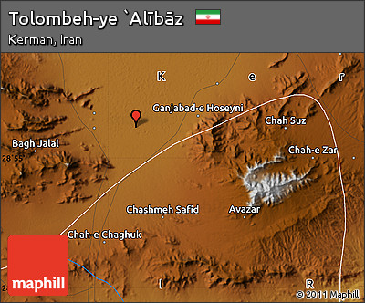 Physical Map of Tolombeh-ye `Alībāz