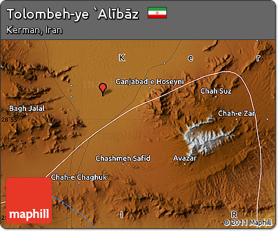 Physical Map of Tolombeh-ye `Alībāz