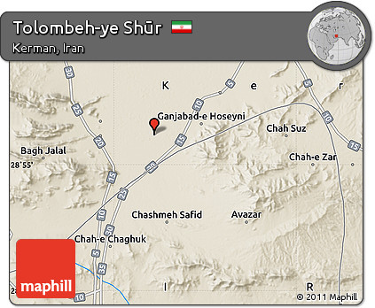 Shaded Relief Map of Tolombeh-ye Shūr