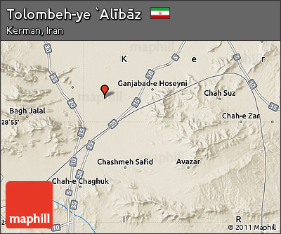 Shaded Relief Map of Tolombeh-ye `Alībāz