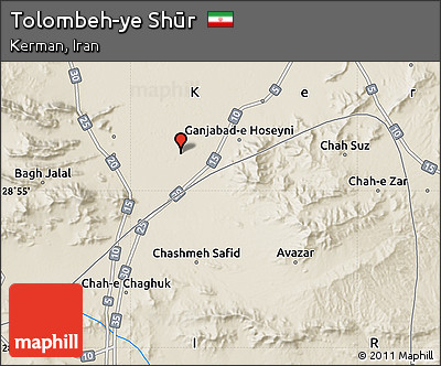Shaded Relief Map of Tolombeh-ye Shūr