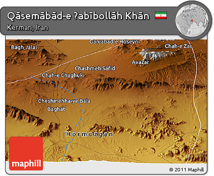 Physical Panoramic Map of Qāsemābād-e Ḩabībollāh Khān