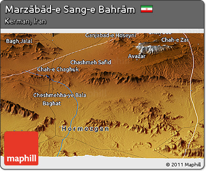 Physical Panoramic Map of Marzābād-e Sang-e Bahrām