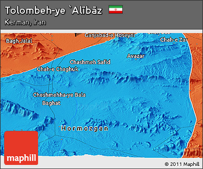 Political Panoramic Map of Tolombeh-ye `Alībāz