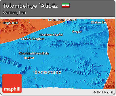 Political Panoramic Map of Tolombeh-ye `Alībāz