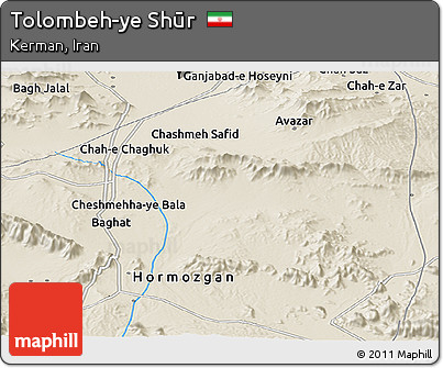 Shaded Relief Panoramic Map of Tolombeh-ye Shūr