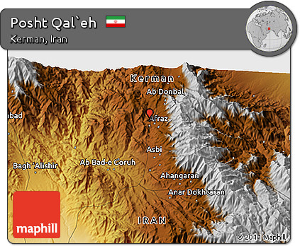 Physical 3D Map of Posht Qal`eh