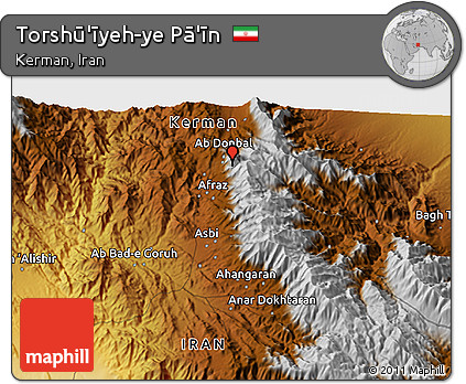 Physical 3D Map of Torshū'īyeh-ye Pā'īn