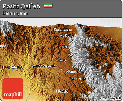 Physical 3D Map of Posht Qal`eh