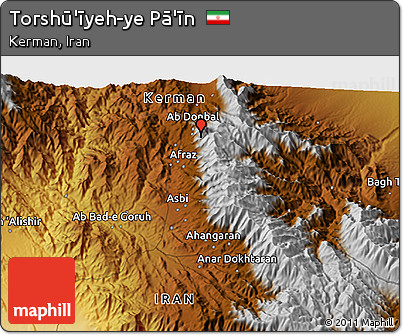 Physical 3D Map of Torshū'īyeh-ye Pā'īn
