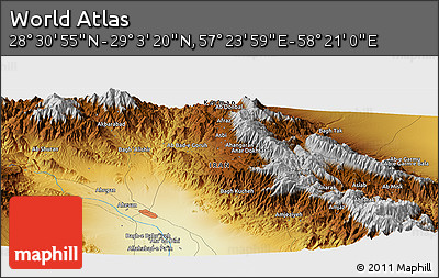 Physical Panoramic Map of the Area around 28° 47' 8" N, 57° 52' 30" E