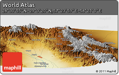 Physical Panoramic Map of the Area around 28° 47' 8" N, 57° 52' 30" E