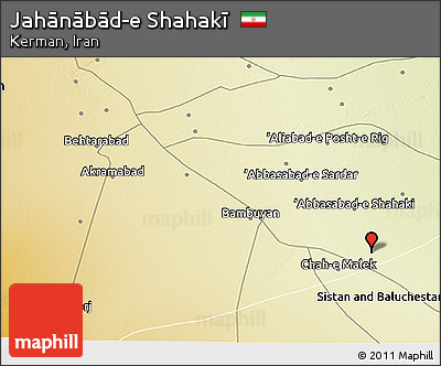 Physical 3D Map of Jahānābād-e Shahakī