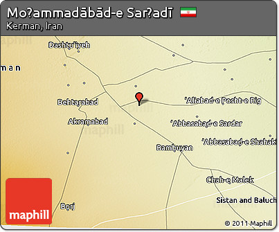 Physical 3D Map of Moḩammadābād-e Sarḩadī