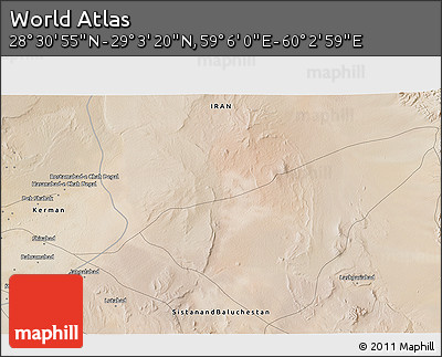 Satellite 3D Map of the Area around 28° 47' 8" N, 59° 34' 30" E