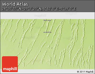 Physical 3D Map of the Area around 28° 47' 8" N, 5° 10' 30" E