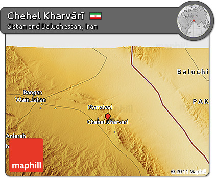 Physical 3D Map of Chehel Kharvārī
