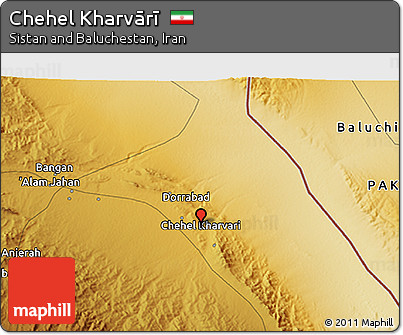 Physical 3D Map of Chehel Kharvārī