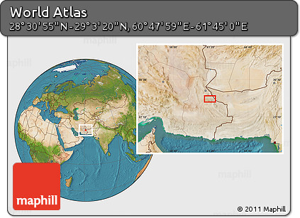 Satellite Location Map of the Area around 28° 47' 8" N, 61° 16' 29" E